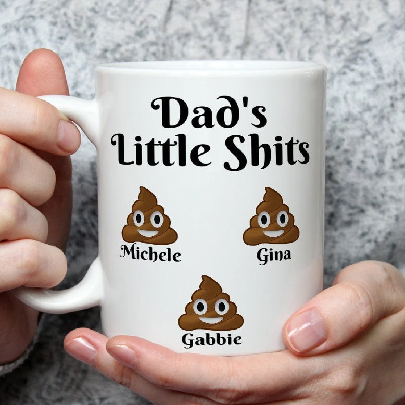 Personalized Dads Little Shits Mug Funny Fathers Day Gift With Custom Name Kids Funny Dad Gifts Custom Dad Mug Fathers Day Mug